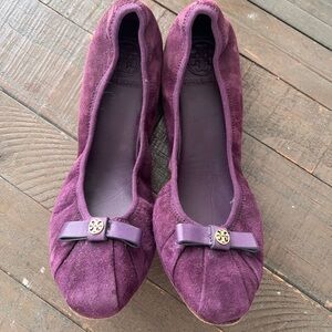 Tory Burch Purple Suede Flats with Bow
